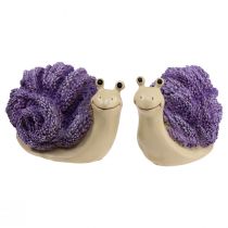 Itens Caracóis decorativos figuras decorativas roxo bege lavanda 12cm 2 unidades