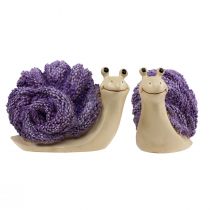 Itens Caracóis decorativos figuras decorativas roxo bege lavanda 12cm 2 unidades