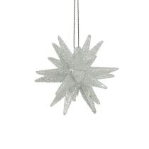 Itens Estrelas Deco com mica 7,5cm prata 8pcs