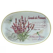 Itens Bandeja decorativa de plástico lavanda branca 39×27,5cm