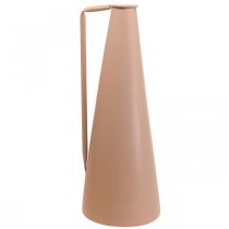 Itens Vaso de chão metálico, com design salmão e alça - Cônico, 20x19x48cm, para flores secas e artificiais.