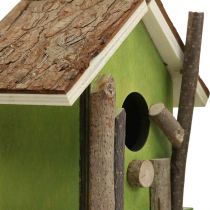 Caixa de nidificação decorativa de madeira para passarinho decorativa verde natural Alt. 14,5 cm conjunto de 2