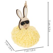 Itens Decoração de Páscoa Coelho para Pendurar, Coelho Fofinho, Amarelo, Ø7cm, 6 Peças