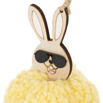 Itens Decoração de Páscoa Coelho para Pendurar, Coelho Fofinho, Amarelo, Ø7cm, 6 Peças