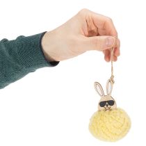 Itens Decoração de Páscoa Coelho para Pendurar, Coelho Fofinho, Amarelo, Ø7cm, 6 Peças