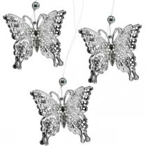 Pingente decorativo de borboleta, decoração de casamento, borboleta de metal, mola 6 unidades