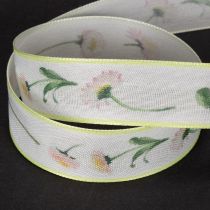Itens Fita para presentes com estampa floral Bellis, ideal para artesanato e embalagens, 25 mm x 20 m