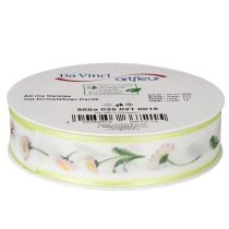 Itens Fita para presentes com estampa floral Bellis, ideal para artesanato e embalagens, 25 mm x 20 m