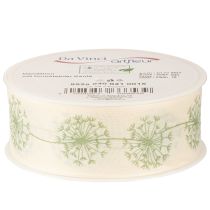 Itens Fita decorativa, fita para presentes, estampa de dente-de-leão, creme, 40 mm, 15 m
