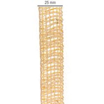 Itens Fita decorativa de juta, amarela, natural, 25 mm; fita decorativa rústica de juta, 10 m