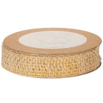 Itens Fita decorativa de juta, amarela, natural, 25 mm; fita decorativa rústica de juta, 10 m