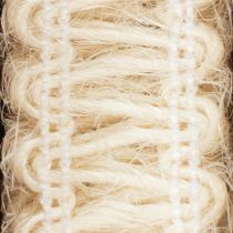 Itens Fita decorativa de juta, fita natural para presentes, branco creme, 15 mm x 15 m