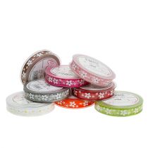 Fita decorativa fita de organza com motivos florais 15mm 20m