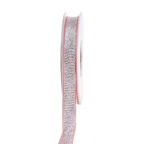 Fita Deco Natal rosa-prata 15mm 20m