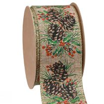 Itens Fita decorativa de cones de Natal fita larga para presente natural 60mm 10m