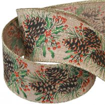 Itens Fita decorativa de cones de Natal fita larga para presente natural 60mm 10m