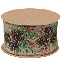 Itens Fita decorativa de cones de Natal fita larga para presente natural 60mm 10m