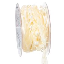 Itens Fita decorativa com pérolas, creme, 20mm, 5m