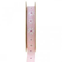 Fita deco rosa com flores fita de presente 15mm 15m