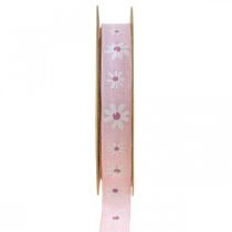 Fita deco rosa com flores fita de presente 15mm 15m