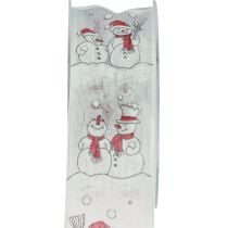 Fita para presente Boneco de neve de Natal Inverno Vermelho Branco 40mm 15m