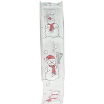 Itens Fita para presente boneco de neve de Natal vermelho branco 25mm 15m