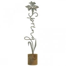 Itens Suporte de flor de madeira decorativo de metal letras Primavera 6x9,5x39,5cm