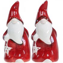 Itens Figura de Papai Noel Nicholas vermelho, cerâmica branca Alt. 13,5cm 2uds