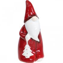 Itens Estatueta de Papai Noel Vermelho, Cerâmica Branca H20cm