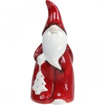 Itens Estatueta de Papai Noel Vermelho, Cerâmica Branca H20cm
