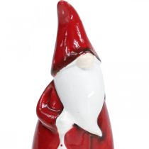 Itens Estatueta de Papai Noel Vermelho, Cerâmica Branca H20cm