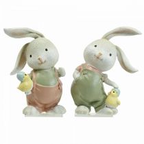 Figuras decorativas coelho coelho crianças com pintinhos A11cm 2uds