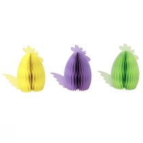 Itens Figuras decorativas favo de mel frango amarelo verde roxo 18,5x12x20cm 3 unidades