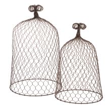 Itens Sino decorativo de metal, auxiliar de escalada, capuz de arame, marrom, acabamento enferrujado, A50/41cm Ø30/25cm, conjunto de 2