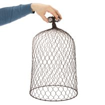 Itens Sino decorativo de metal, auxiliar de escalada, capuz de arame, marrom, acabamento enferrujado, A50/41cm Ø30/25cm, conjunto de 2