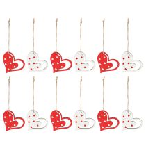 Itens Cabide decorativo decoração de coração para o Dia das Mães vermelho branco 7,5 cm 12 unidades