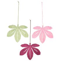 Itens Cabide decorativo madeira folhas de outono rosa roxo verde 12x10cm 12 un