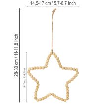 Itens Contas decorativas de madeira de Natal coração estrela árvore Alt.16cm 3 unidades