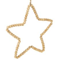 Itens Cabide decorativo contas de madeira de natal coração estrela árvore H20cm 3 peças