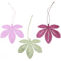 Itens Cabide decorativo de madeira folhas de outono rosa roxo verde 12x10cm 12 unidades