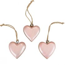 Itens Cabide decorativo de madeira com corações de madeira decoração rosa claro brilhante 6 cm 8 unidades