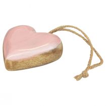 Itens Cabide decorativo de madeira com corações de madeira decoração rosa claro brilhante 6 cm 8 unidades