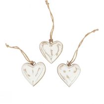 Itens Cabide decorativo madeira corações de madeira natural ouro branco vintage 6 cm 8 unidades