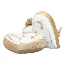 Itens Cabides decorativos madeira corações de madeira natural ouro branco vintage 6 cm 8 unidades