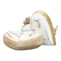 Itens Cabide decorativo madeira corações de madeira natural ouro branco vintage 6 cm 8 unidades