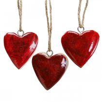 Cabide decorativo corações de madeira corações decorativos vermelho Ø5–5,5cm 12 unidades