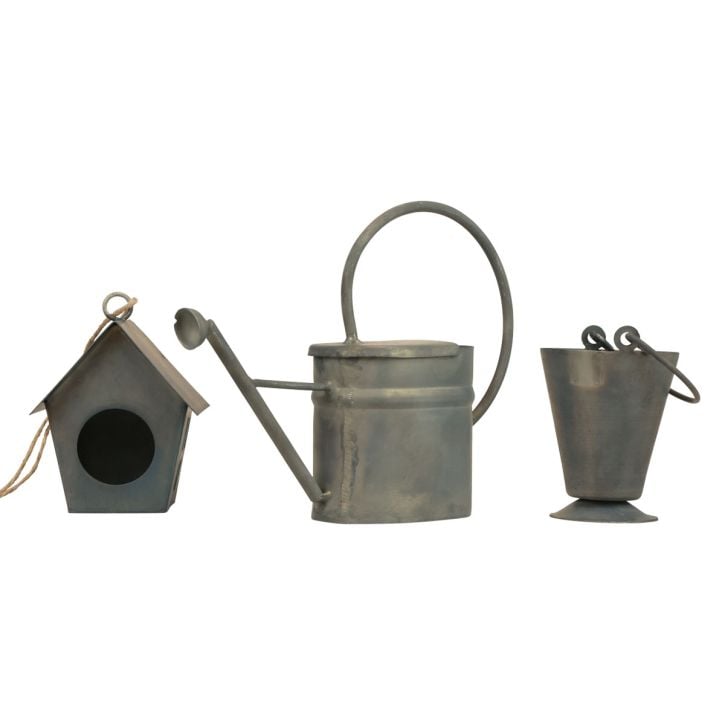 Cabide decorativo de metal decorativo para jardim cinza vintage 5-15 cm conjunto de 3
