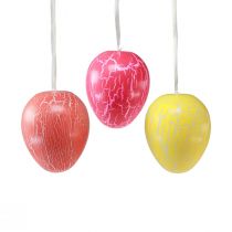 Itens Cabide decorativo para ovos de Páscoa craquelure amarelo/rosa/vermelho Ø15cm 3 unidades