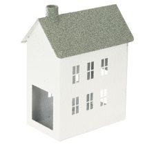 Itens Casa decorativa de metal em formato de casinha com janelas e chaminé, 22 cm