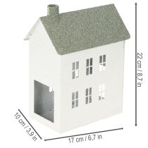 Itens Casa decorativa de metal em formato de casinha com janelas e chaminé, 22 cm